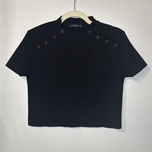Zara Black Button-Detail Women's Top NWOT
